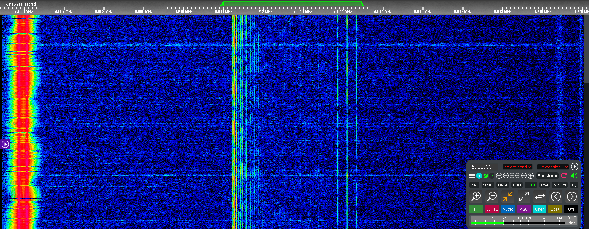 Waterfall picture of Southern Russian Network on 6911 kHz