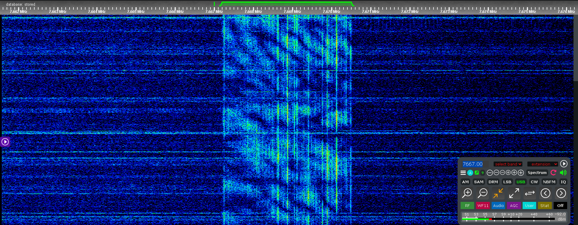 Waterfall picture of Southern Russian Network on 7667 kHz
